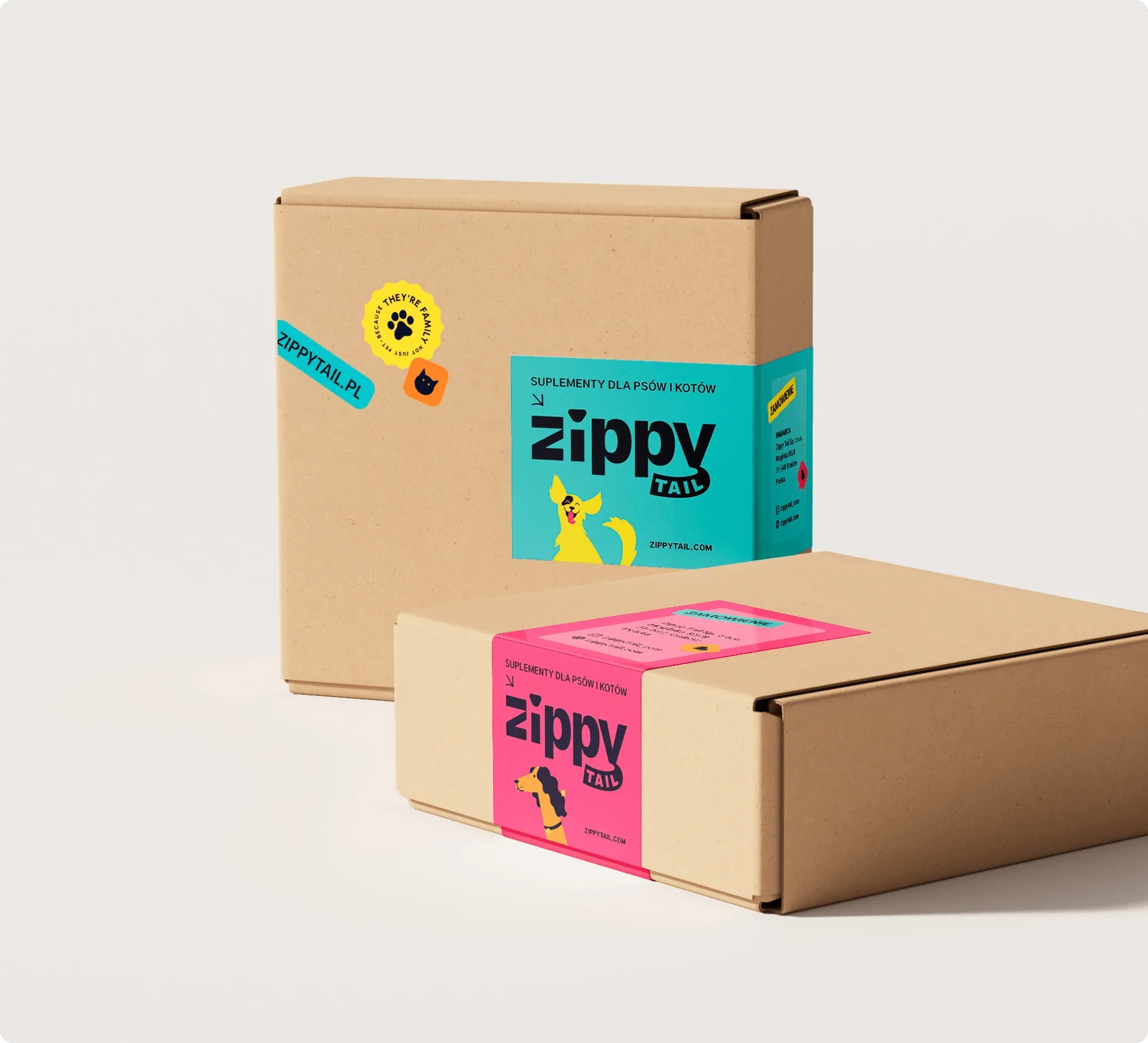 Kartony z naklejkami Zippy Tail