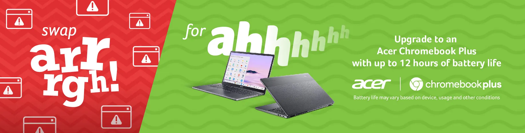 Szeroki baner Chromebook Plus na stronę
