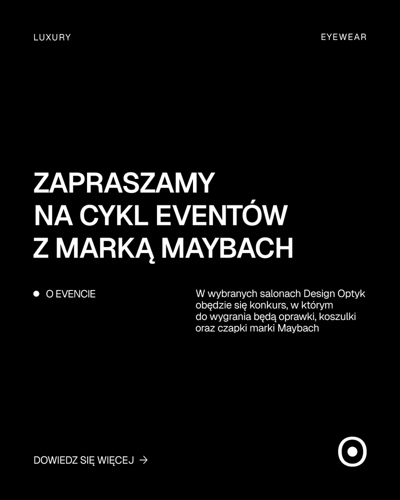 Post „Zapraszamy na cykl eventów z marką Maybach” na czarnym tle.