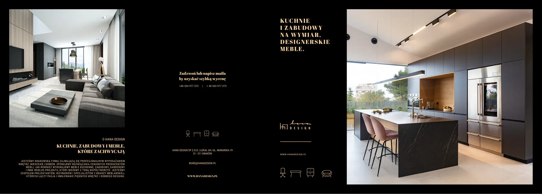 Ulotka Hana Design dla deweloperów: zabudowy kuchenne i meble na wymiar.