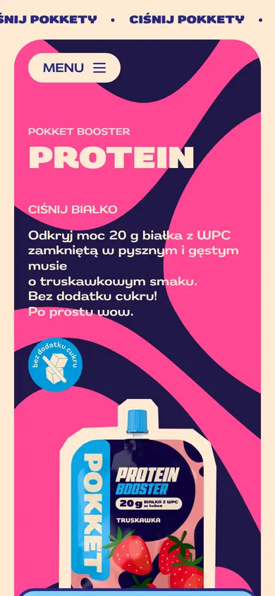 Podstrona Protein Booster truskawka na telefonie