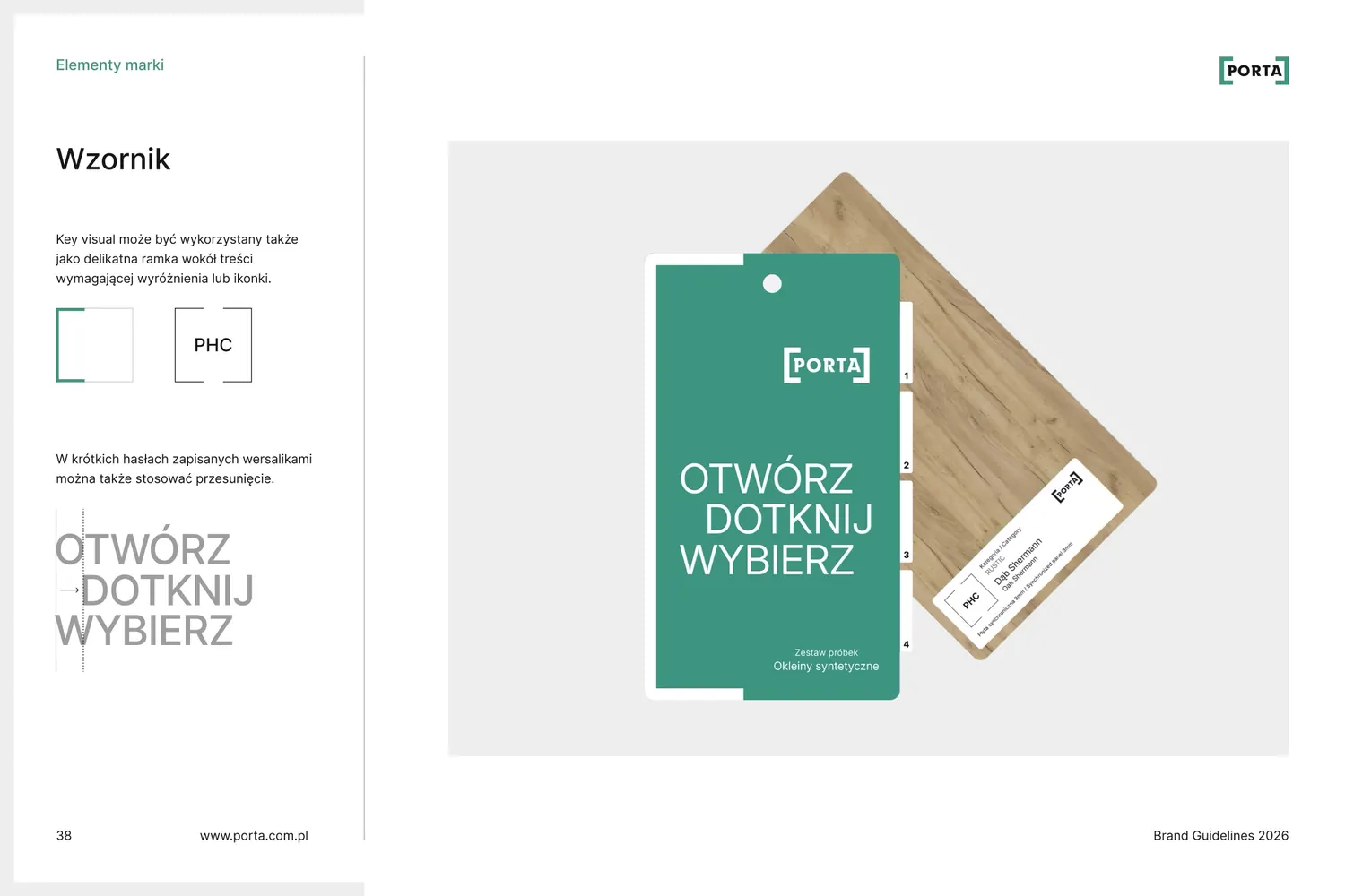 Wzornik: karta próbek z hasłem „Otwórz, dotknij, wybierz”