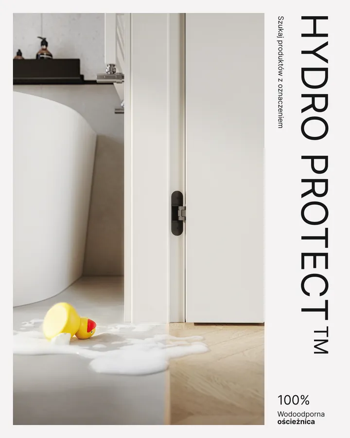 Post „Hydro Protect” z pionowym napisem i gumową kaczką w kałuży