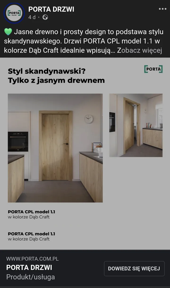 Post Porta sprzed zmian: zdjęcia drzwi w kuchni z opisem modelu i koloru