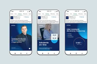 Trzy posty Urtica na LinkedIn: głos eksperta, zaproszenie na szkolenie i liczba klientów.