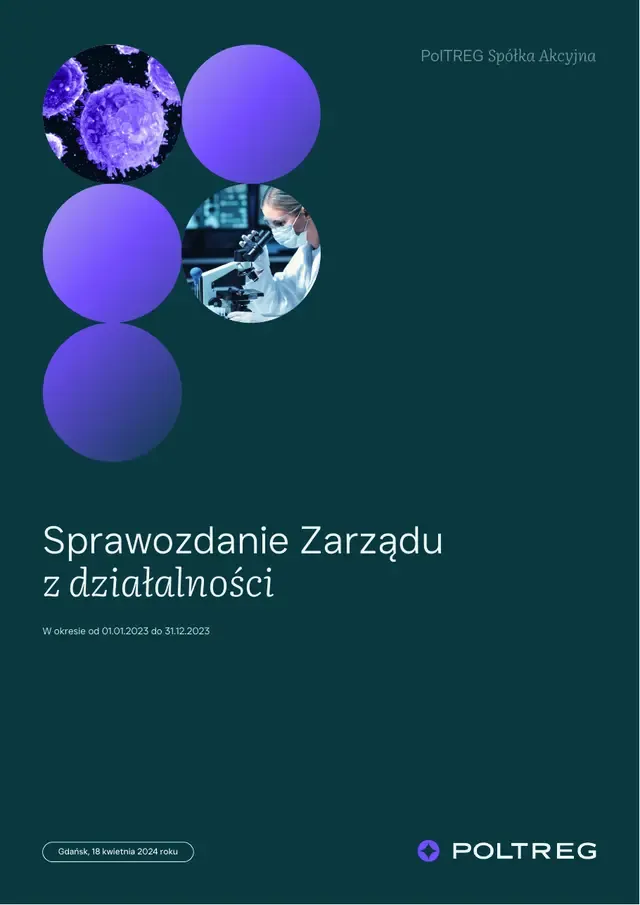 Okładka sprawozdania zarządu PolTREG.